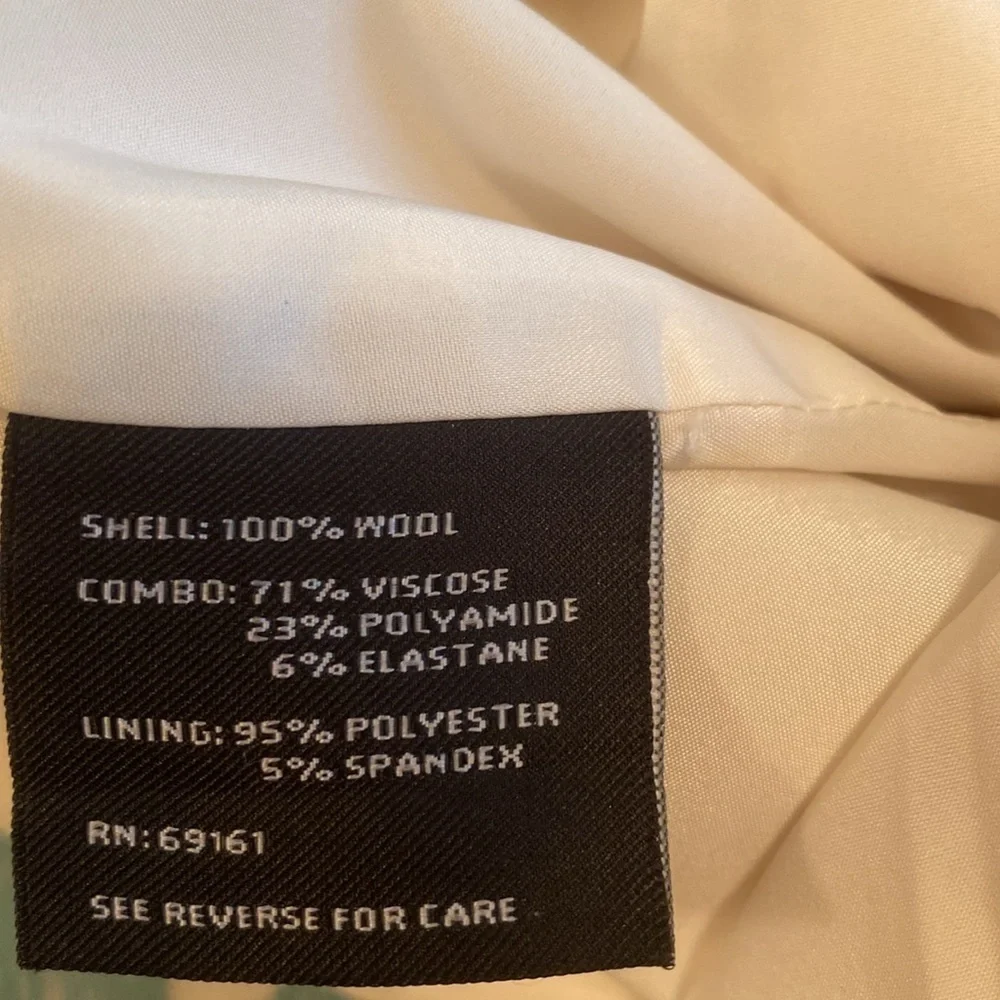 CARLISLE Wool Knit Midi Pencil Skirt Lined Cream Black Faux Pocket Accent 10